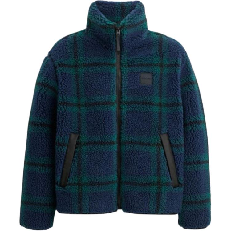 

Coach Imitation Lamb Fleece Zipper Plaid Jacket Men Jacket Dark-Green CW688-P9F L