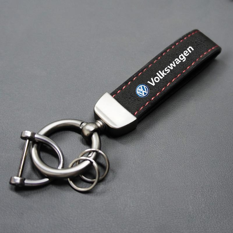 Valve Stems Caps Suede Leather Metal Buckle Car Keychains Key Chain Rings For VW Volkswagen Golf Polo Passat Tiguan Touran Jetta Yy1