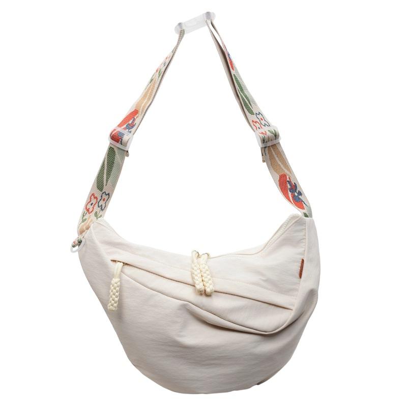 

New nylon cloth shoulder bag leisure sports dumpling bag trendy summer simple large capacity handbag messenger bag one size fits all білий