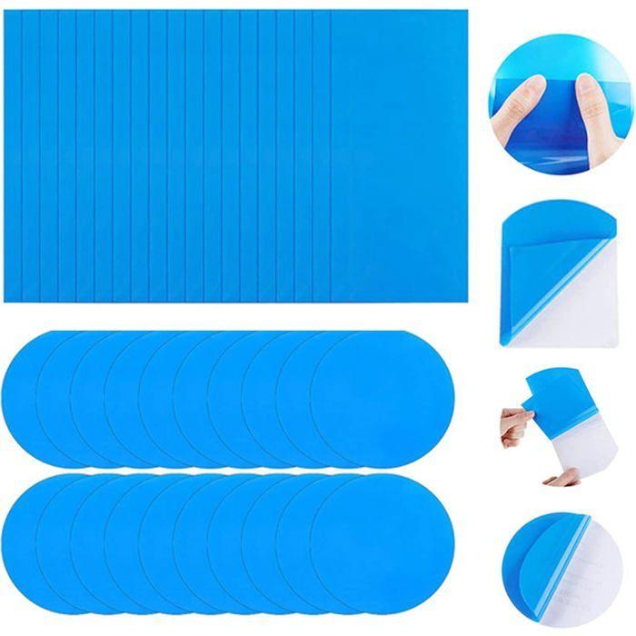Kit 20 patches réparation piscine en PVC auto-adhésifs - bleu, répare piscines et produits gonflables