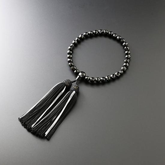 Kyoto Butsudan Hayashi Women's Prayer Beads, Pure Silk with Two-Tone Tassel and Black Onyx Cut Glass [Onyx] [Prayer Beads Bag Set] W-046, Kyoto,