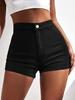 Schmale High Waist Damen-Jeansshorts - Einfarbig, Würzig Europäischer und Amerikanischer Stil