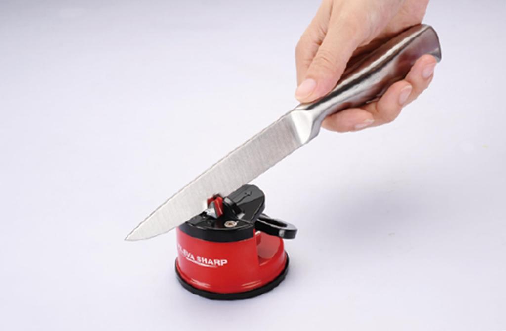 KLEVA SHARP Knife Quickly Sharpens and Restores Sharpness [KLEVA Official] Sharpener, Double-Edged, Manual, (Red)