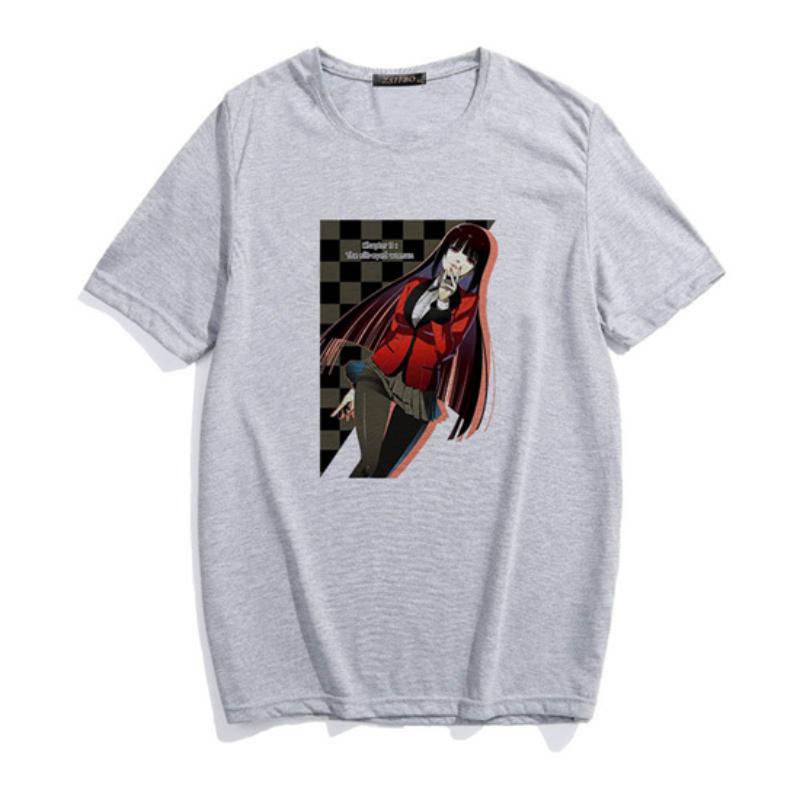 Y2K Summer European and American Street Fashion Anime Printed T-shirt 3XL серый