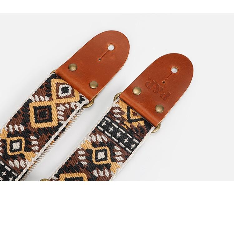 Guitar Strap, New Genuine Leather, PP Top Layer Cowhide, Thickened Leather Head Woven Ethnic Electric Guitar Bass, Stress Relieving