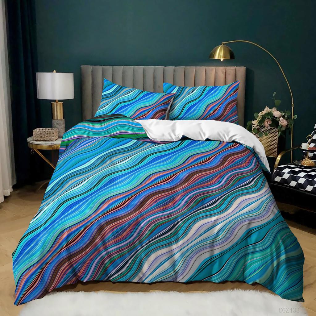 Luxury Black Marble Duvet Cover Set Queen/King/Full/Twin Size Bedding Set Geometric Black Marble Comforter Cover Set Men Women
