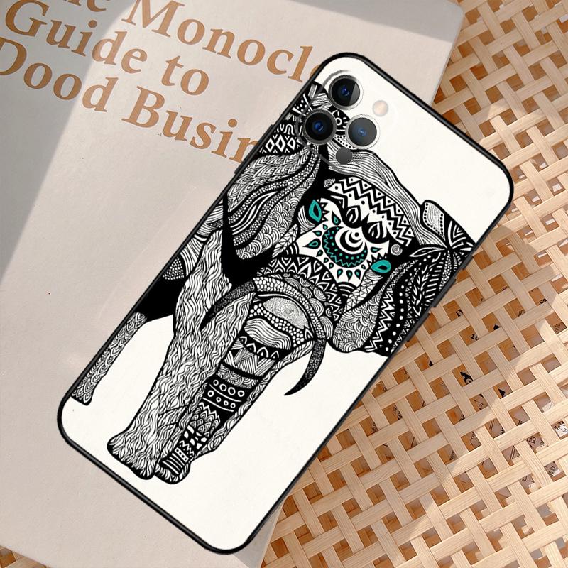 Totem Aztec Elephant Phone Case For iPhone 17 Air 16 14 13 12 11 15 Pro Max 12 13 mini 15 16 Plus 16e Cover Coque
