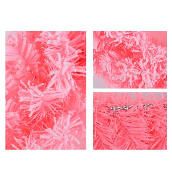 Faux Spruce Christmas Wreath Unlit Pink/White Artificial Flocked Xmas Wreath for Indoor Outdoor Winter Home Decor
