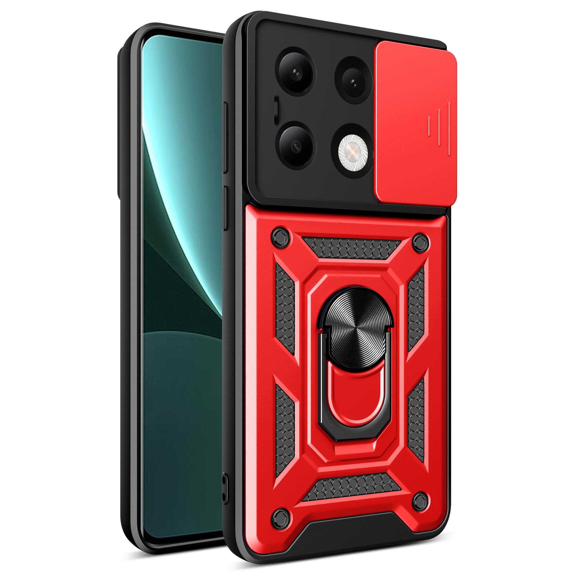 

For Xiaomi Redmi Note 13 4G Case Scratch-resistant PC+TPU Kickstand Phone Shell Red