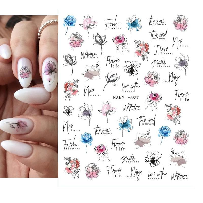 Zurück Kleber Aufkleber 3D Nagel Aufkleber Schwarz Weiß Geometrische Zeichnungen Designs Nagel Aufkleber Dekoration Für Nail Art Schönheit