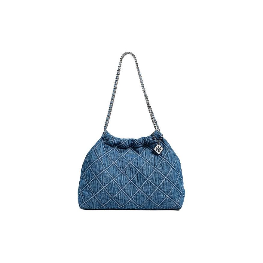 

Tory Burch Solid Color Plaid Chain Denim Tote Shoulder Bag Women bags Blue 159265-426 Basic Set (Bag+Dust Bag)