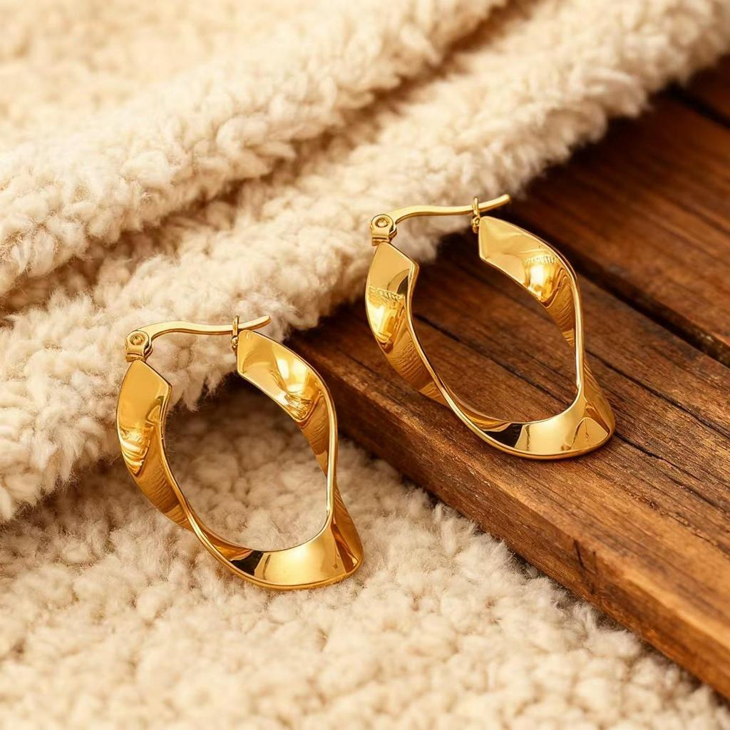 Elegante Titanstahl Seilzwirn Creolen – Stilvoller Edelstahlschmuck für Damen