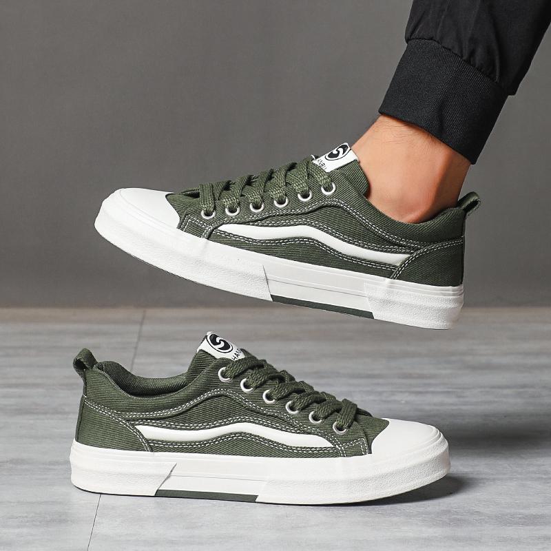 Fashion Men's Canvas Shoes Breathable Comfortable Hard Wearing Round Toe Flat Casual Shoes Lace Up Non Slip Platforms Sneakers SS25840