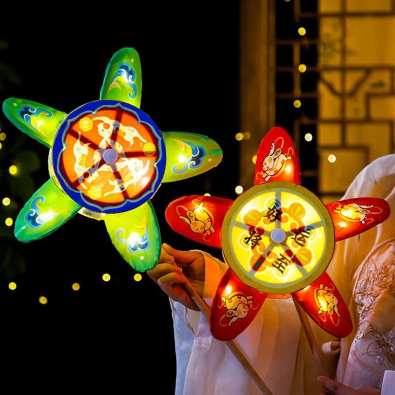 360 Degree Rotating Windmill Paper Lamp Making Set Handheld Flower Light For Children Holiday Craft Projects