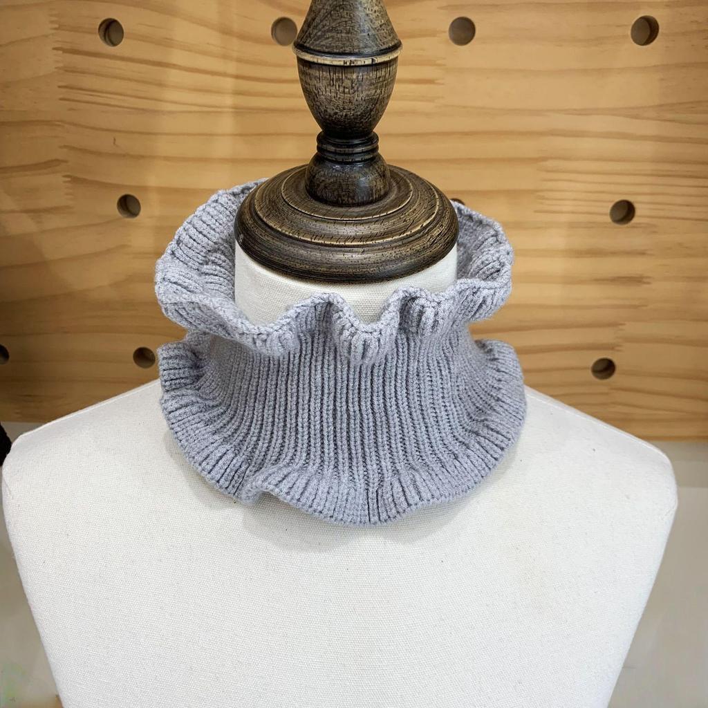 Dongdaemun Ruffle Knit Faux Collar - Woolen Neck Warmer