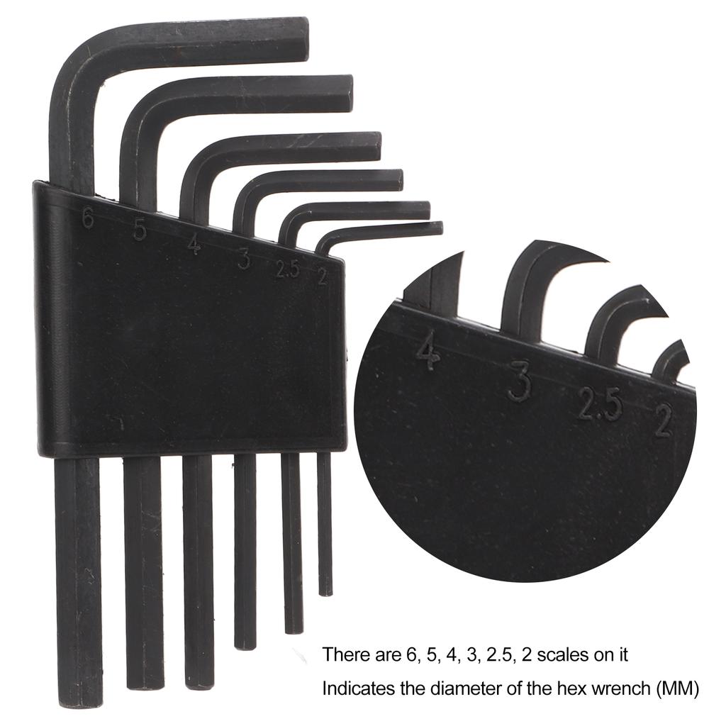 6PCS 6mm 5mm 4mm 3mm 2.5mm 2mm L Type Hex Key Wrench Tools Set Carbon Steel Bicycle Hand Repair Tools