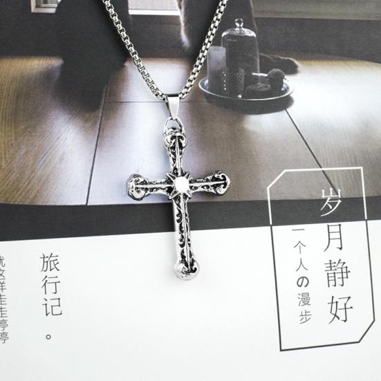 Bărbați Vintage titan oțel Isus Cruce pandantiv lanț colier petrecere bijuterii cadou