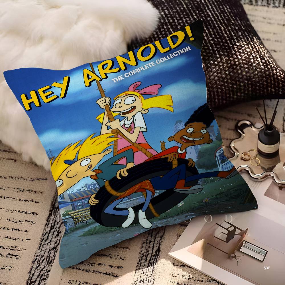 Мультяшные Наволочки Хэй Арнольд Мультяшные Декоративные Для Дивана Домашние Двусторонние С Коротким Плюшем Милые Наволочки Для Подушек 12x12Inch