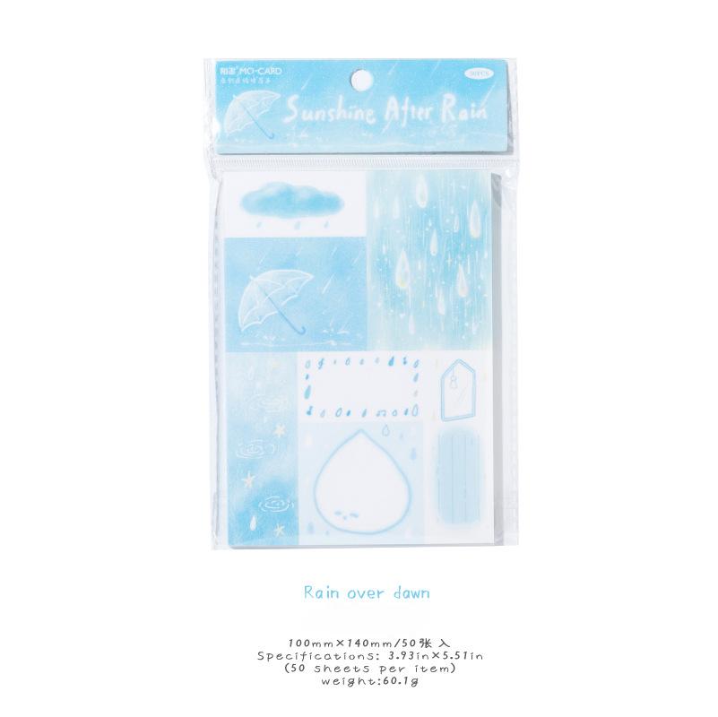 50sheet/set INS Retro Simplicity Scrapbooking Memo Pad Green Blue Color Journal Background Paper DIY Decor Non-sticky Notepad