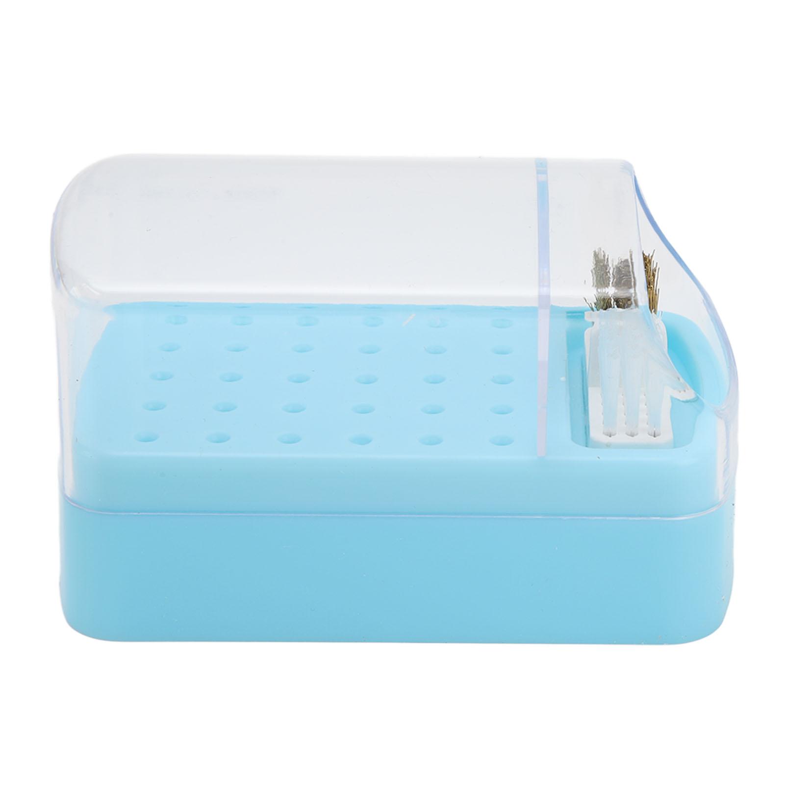 30 Holes Nail Drill Bit Holder Cleaning Brush Case Dsut Proof Stand Display Storage Manicure Tools