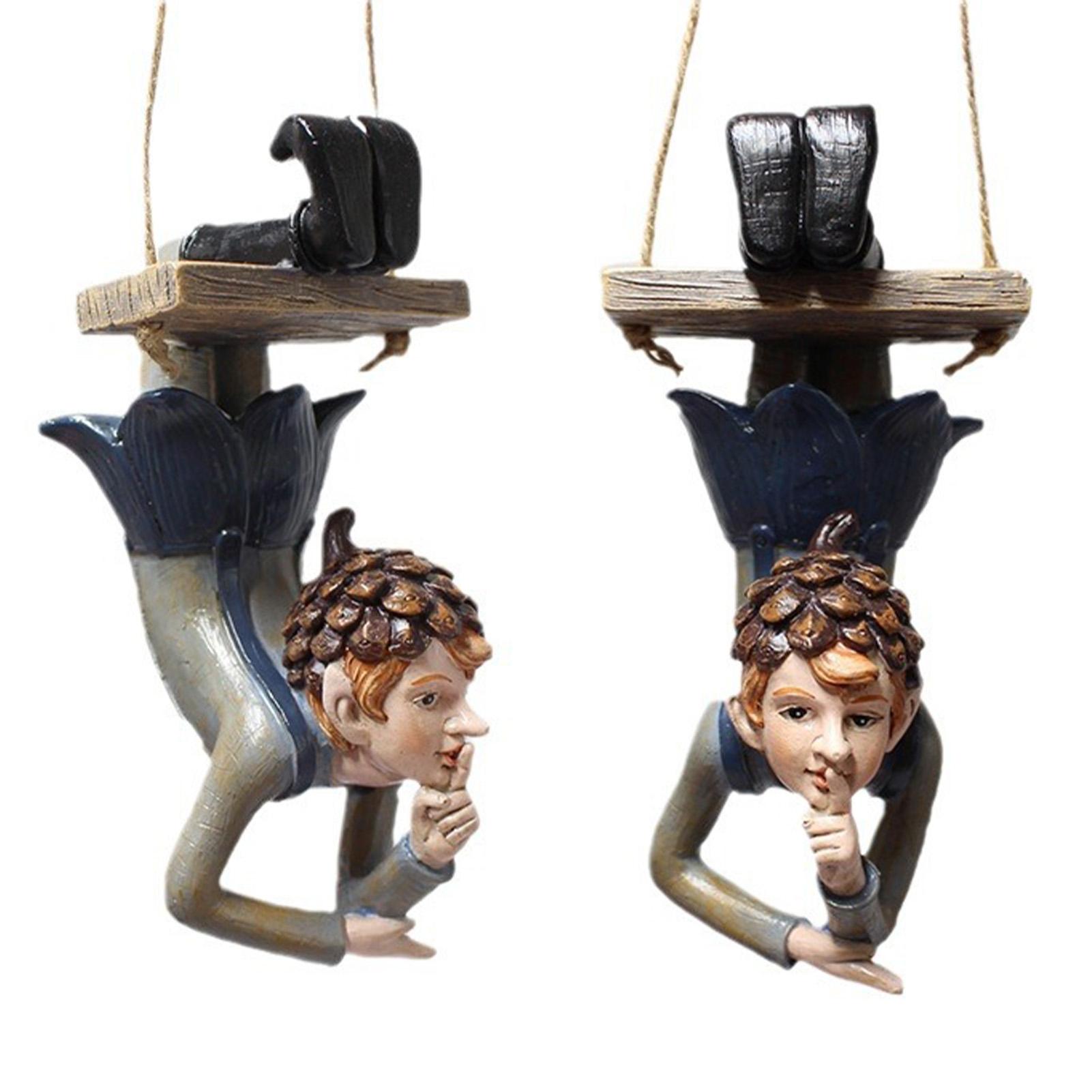 

Resin Swing Fairy Statue Tree Hanging Ornament Swinging Figurine Decor for Outdoor Garden Courtyard
