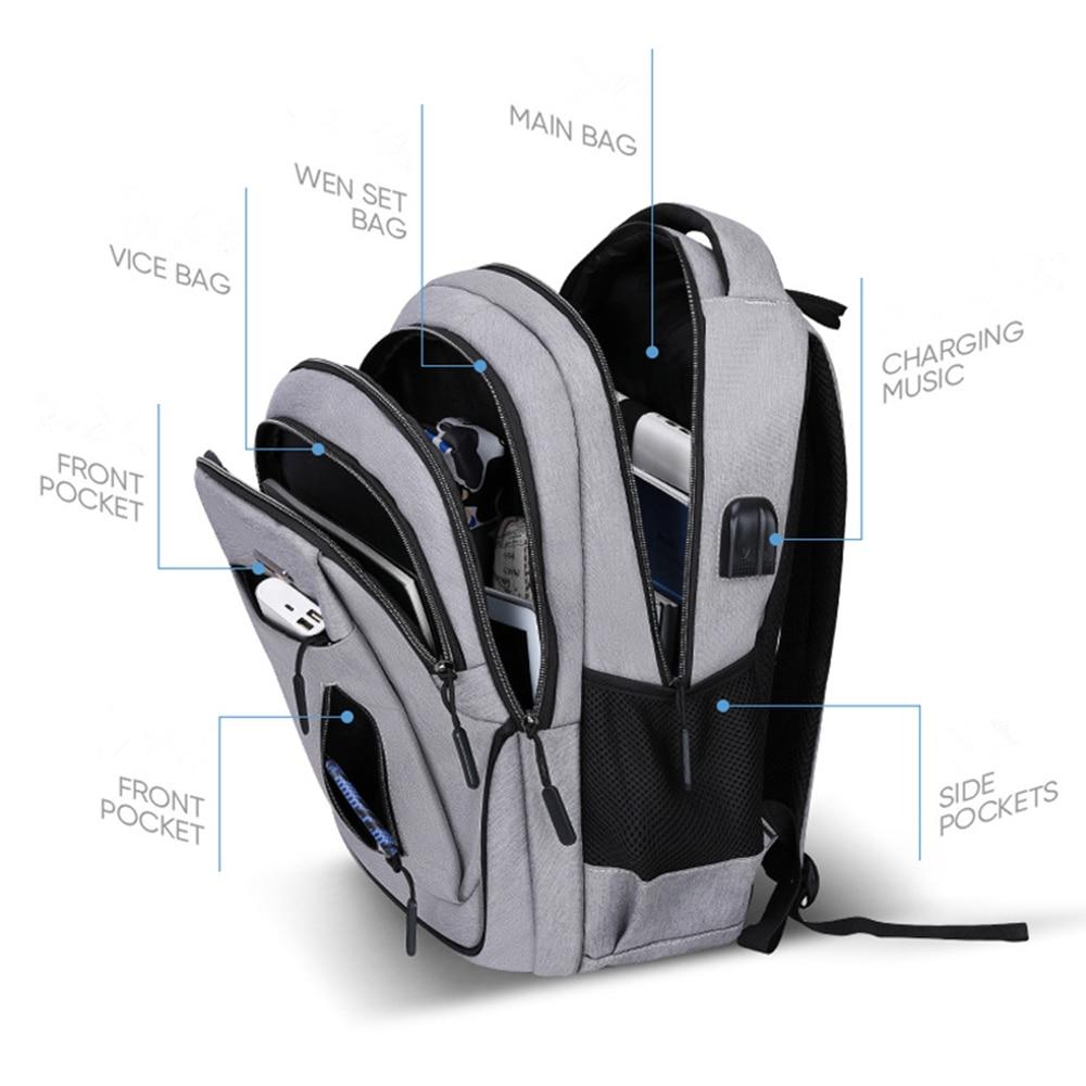 Large 15.6 Inch /17.3 Inch Laptop Backpack USB Business Bag Oxford Waterproof Rucksack College Daypack Men Computer SchoolBag