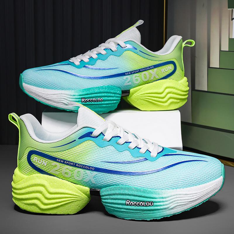 

НОВЫЕ 2025 Мужские спортивные кроссовки для бега Marathon с воздушной подушкой, дышащие, легкие, женские, повседневные, удобные, атлетические, нескользящие 35 зелёный