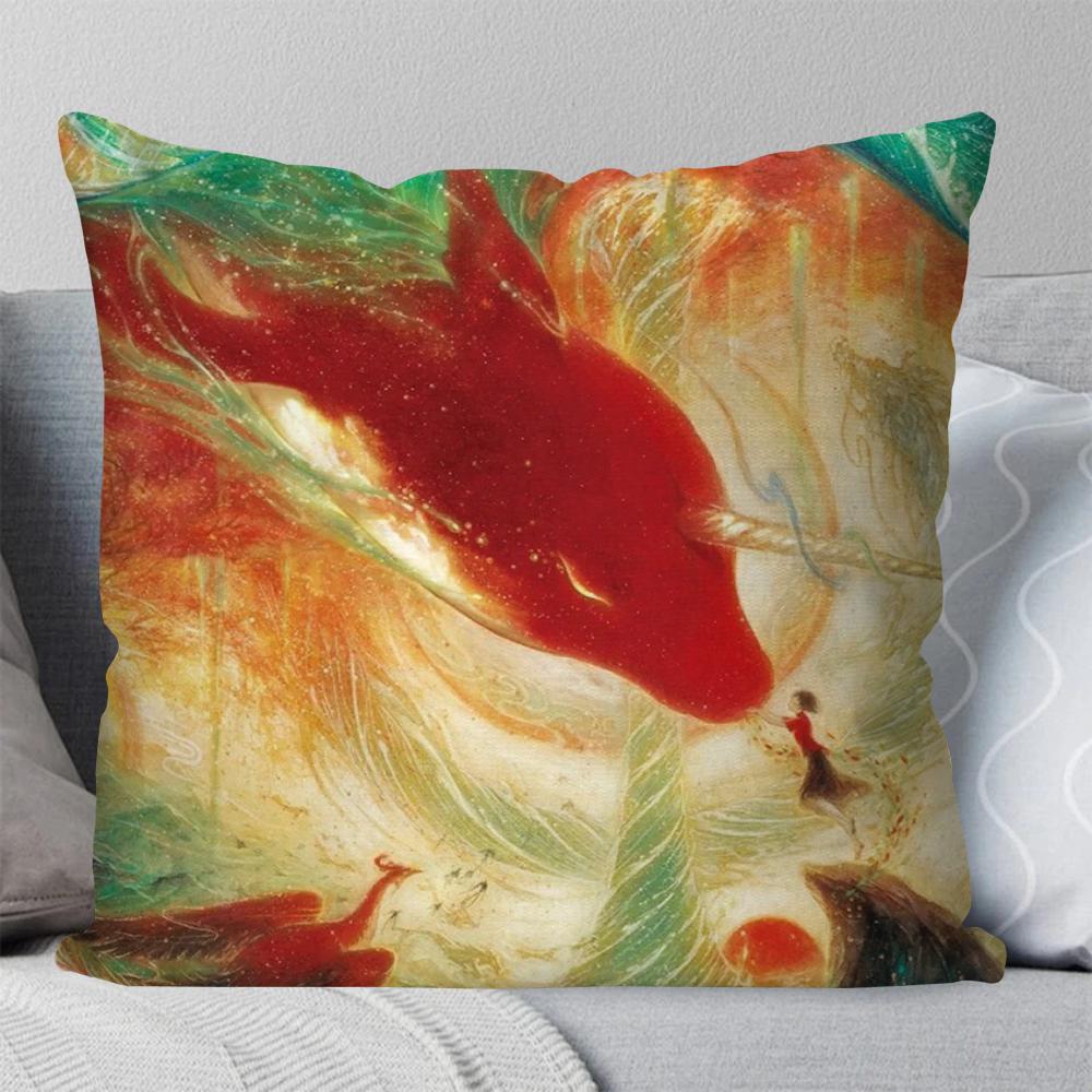 

1 шт. Большая рыба и бегония Анимация Наволочка Квадратная подушка Спальня Диван Досуг Комфорт Автомобиль Гостиная Домашнее украшение 40X40 16x16Inch