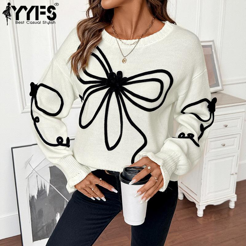 YYFS Women's Fashion Casual Fall Winter Long Sleeve O-Neck Sweaters
