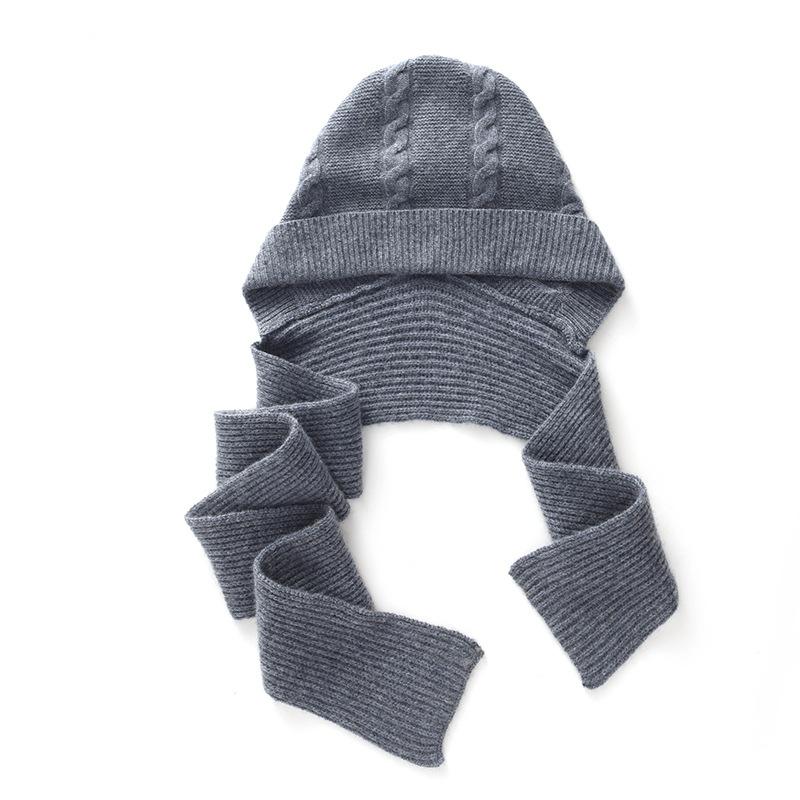 % Cashmere integrated thickened warm hat men's and women's cashmere one-piece scarf hat