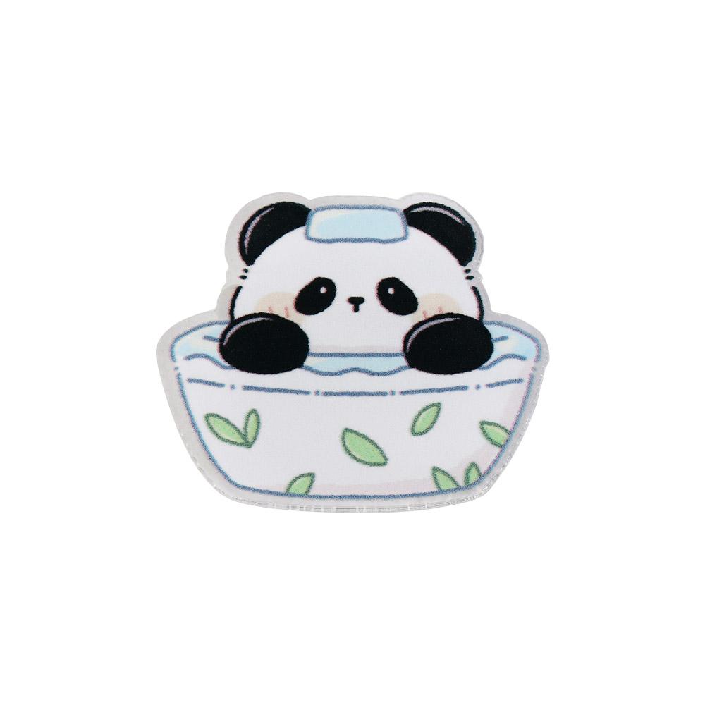 Fashion Panda Acrylic Panda Pin Cute Bear Flower Panda Brooch Cartoon Breastpin Animal Badge Unisex
