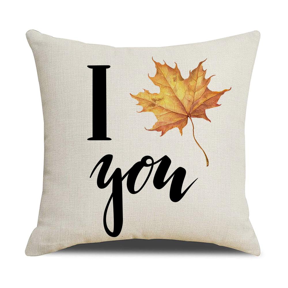 New Pumpkin Maple Leaf Autumn Thanksgiving Pillow Ins Nordic Linen Cushion Cushion Cover Home Products