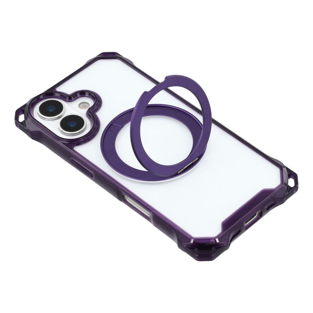 For iPhone 17 Magnetic Case Ring Kickstand TPU + PC Phone Cover with Lanyard
