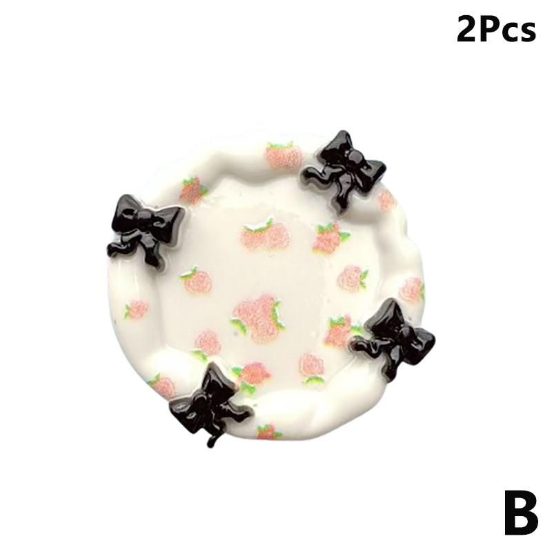 2Pcs Cute Resin Paint Palette Nail Art Palette Nail Art Display Stand Mini Portable Tone Nail Tools Art Supplies Decorative