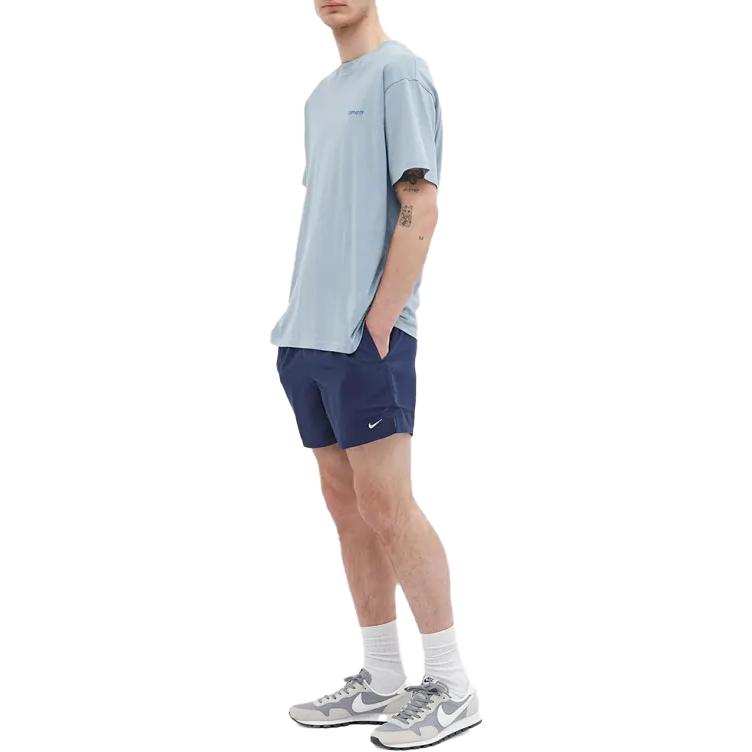 Nike Logo Print Elastic Waist Casual Shorts Men Bottoms Midnight-Navy NESSA560-440