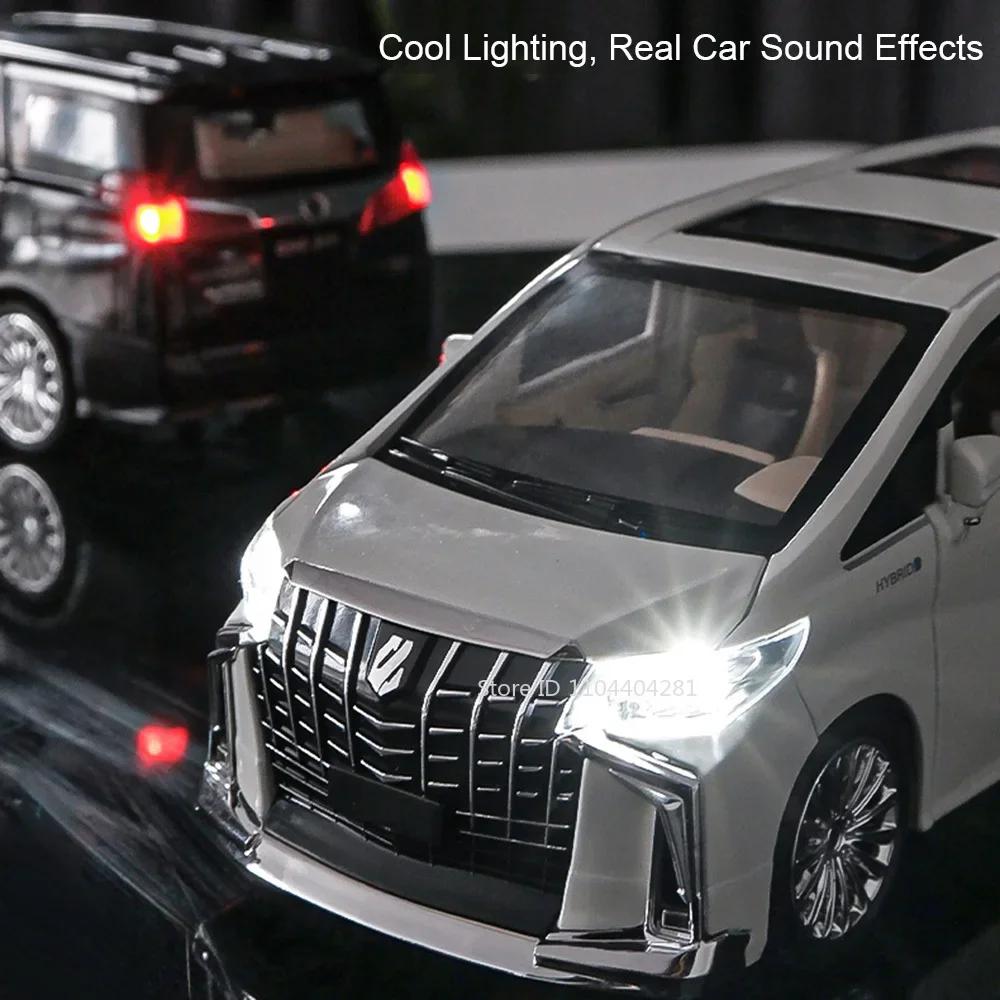 1:24 Alphard RAV4 Modello in Lega Giocattoli Auto Diecast 6 Portiere Aperte Suono Luci Pull Back Sterzo Ruota Anteriore Veicoli per Regali Adulti