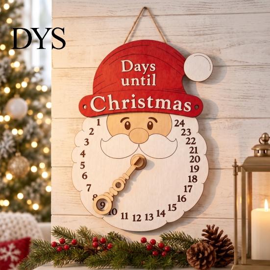Christmas Party Supplies Advent Calendar Wooden Hanging Sign, 24 Days Welcome Sign with Rope, Countdown Plaque Santa Decorations For Living Room Cafe