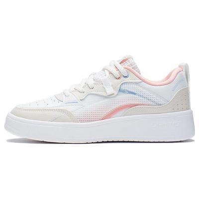 Li Ning Casual Slip Resistant Durable Lightweight Low Top Skate Shoes Women Sneakers White AGCS086-1