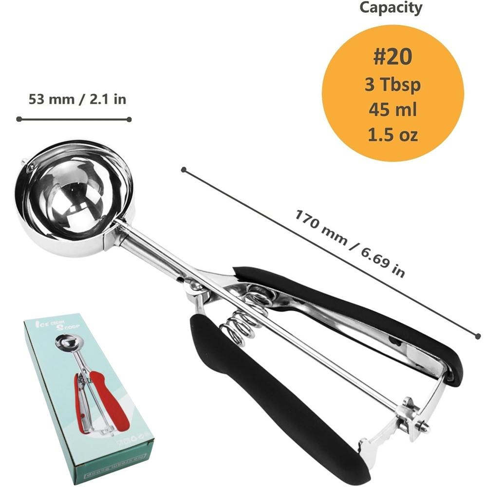 Stainless Steel Ice Cream Scoop For Baking Cookie Scoop, Trigger Release, Cookie Dough Scoop, Anti-Slip Spring-Trip Kitchen Tool