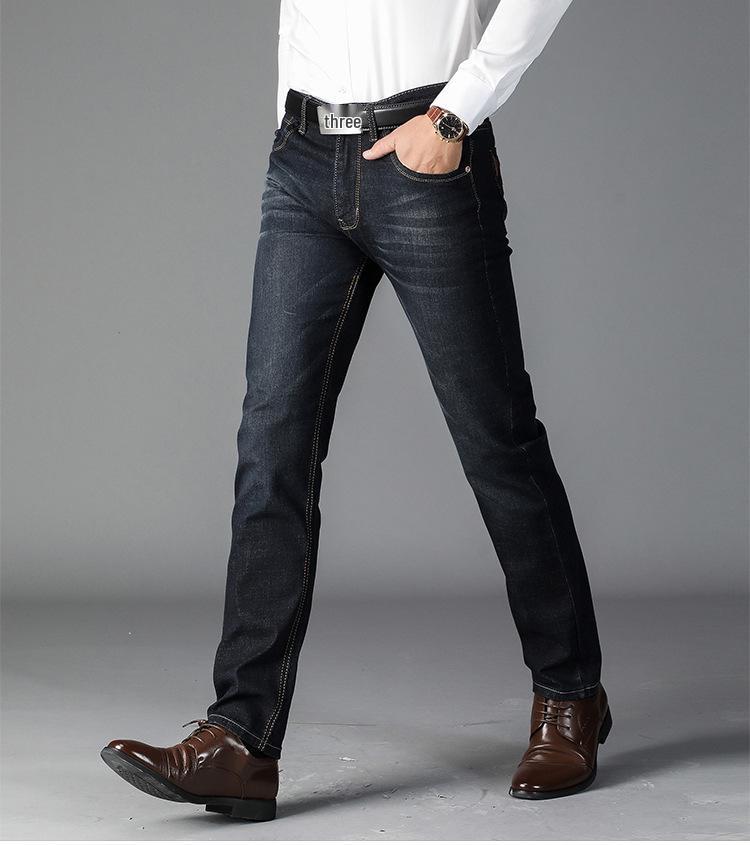 Pánské podzimní elastické džíny s rovnými nohavicemi: Neformální, Všestranné a Pohodlné pro Práci nebo Volný čas