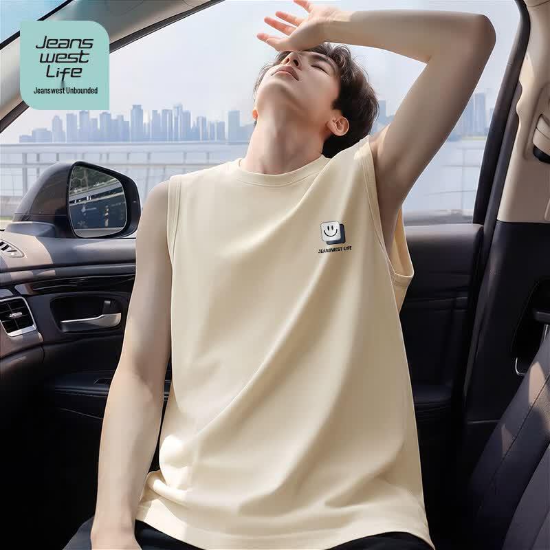 JEANSWEST LIFE Men s Cotton Cool-Feel Sleeveless T-Shirt L