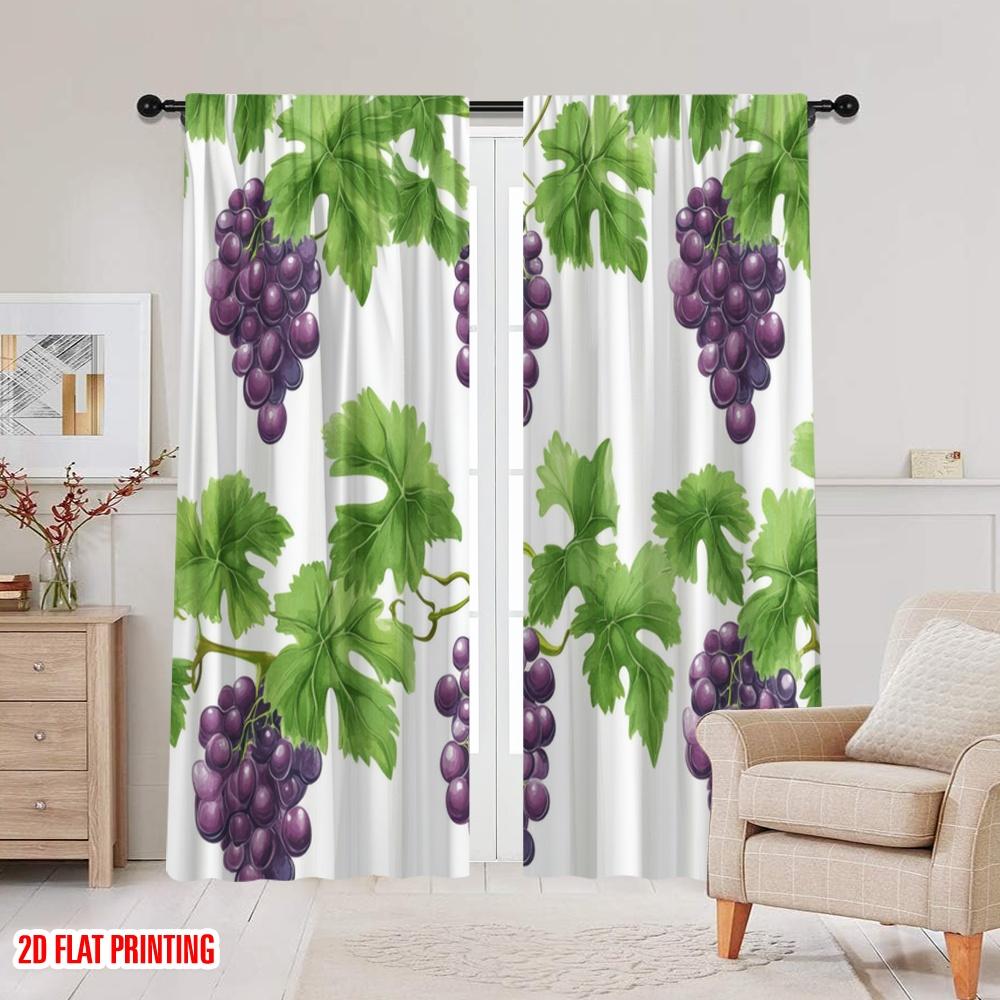 2pcs,2D plane printing Print Curtains Vineyard Bounty Versatile 100% Polyester (without rod) Art Deco Festive Perfect for Living
