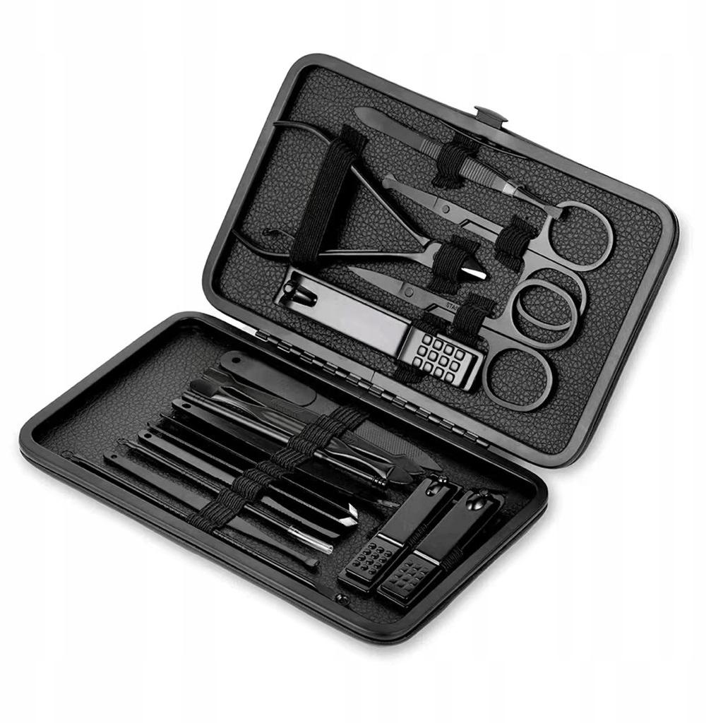 Manicure Pedicure Face Travel Set 18 Pieces Xxl Matte Black
