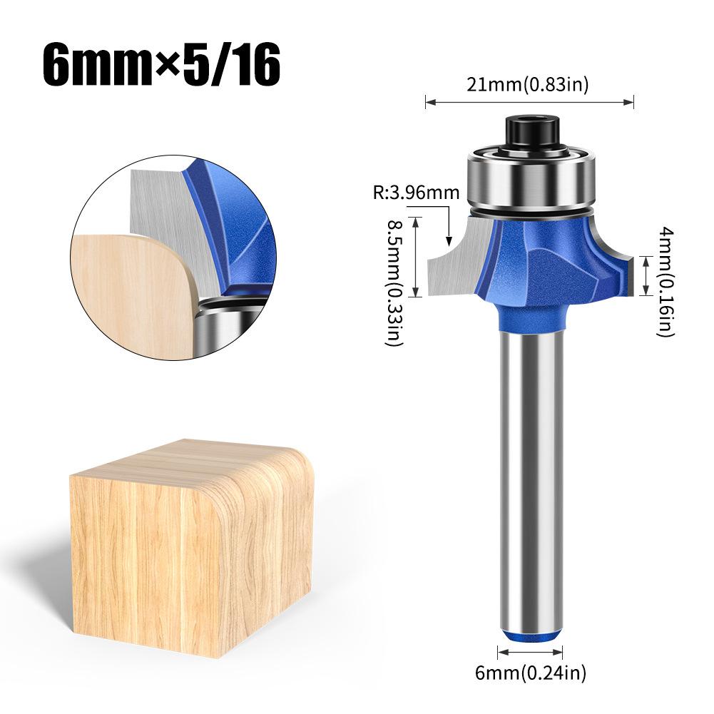 Jincheng Professional Grade Round Corner Knife Chamfering Knife R Angle Knife Line Knife Woodworking Milling Cutter Edge Trimmer Head R1/4 Handle