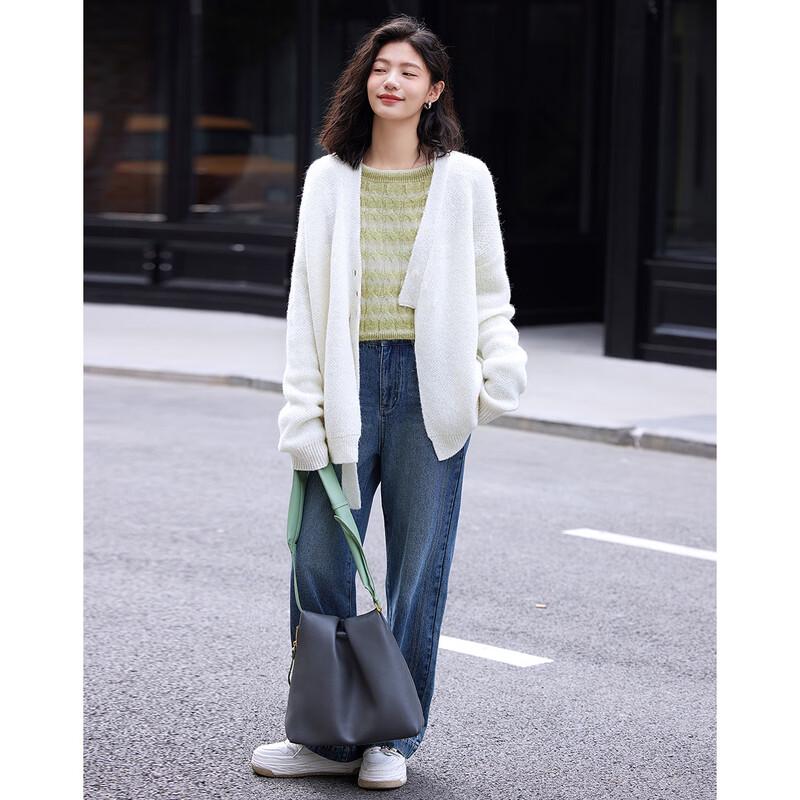 Demana French Style Wool Blend V-Neck Cardigan