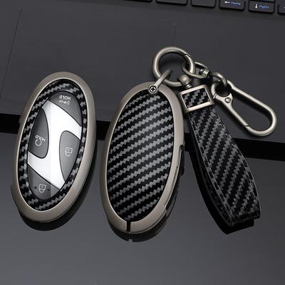 5 7 Buttons Metal Carbon Car Key Case Cover Protective Shell Fob For Hyundai Kona Ev Grandeur Gn7 Ioniq 6 Accessories