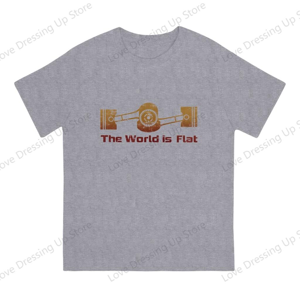 100 Cotton Tshirt T Shirt Unisex The World Is Flat Engine Summer Casual Short Sleeves S6xl