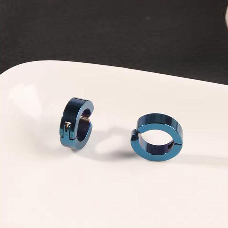 Punk Blue Cartilage Ear Clip Set 1Pair, Stainless Steel Anime Themed No Hole Earrings For Cosplay Costume Accessories