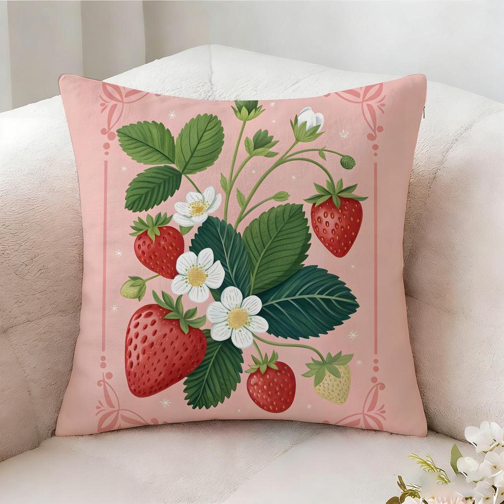 Strawberries Cute Food Pillow Case Pillowcase Doublesided Printed Sofa Cushion Bedroom Headboard Pillow