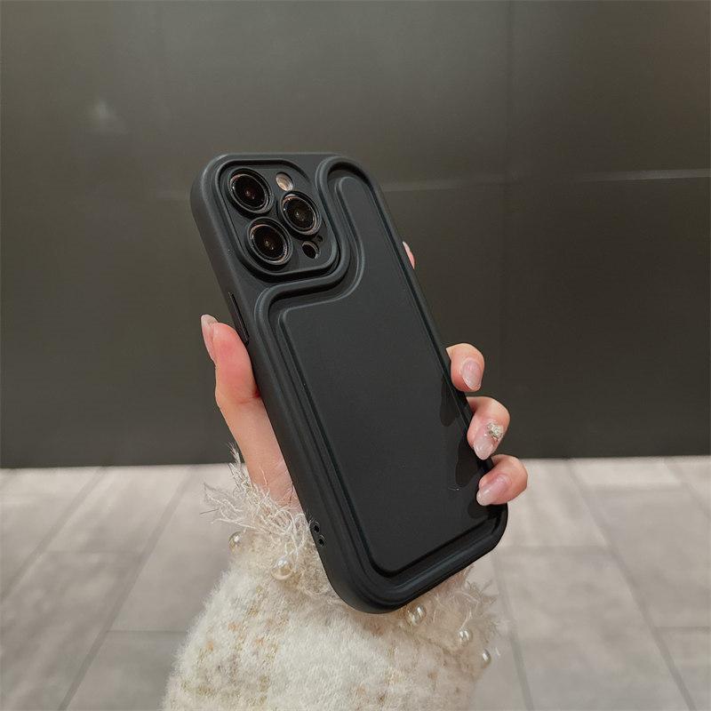 

Простой матовый мягкий силиконовый чехол для телефона с усовершенствованной текстурой и подушкой безопасности для iPhone 15 Pro Max 14 Plus 13 12 Pro 11 8P 7 SE 2020, универсальный чехол с защитой от падения iPhone 13 чёрный